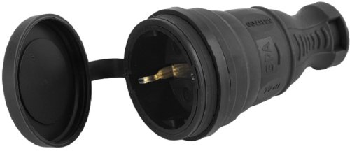 Розетка штепсельная с заземлением прямая ЭРА R8-B-IP44 16А IP44 каучук черный картинка 